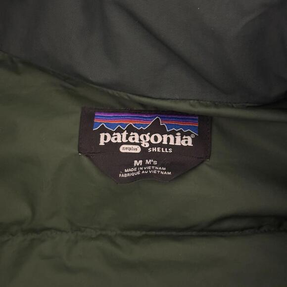 Vintage Patagonia Down Puffer Jacket Green Snap Button M Insulated Outdoor Mens - Picture 3 of 9